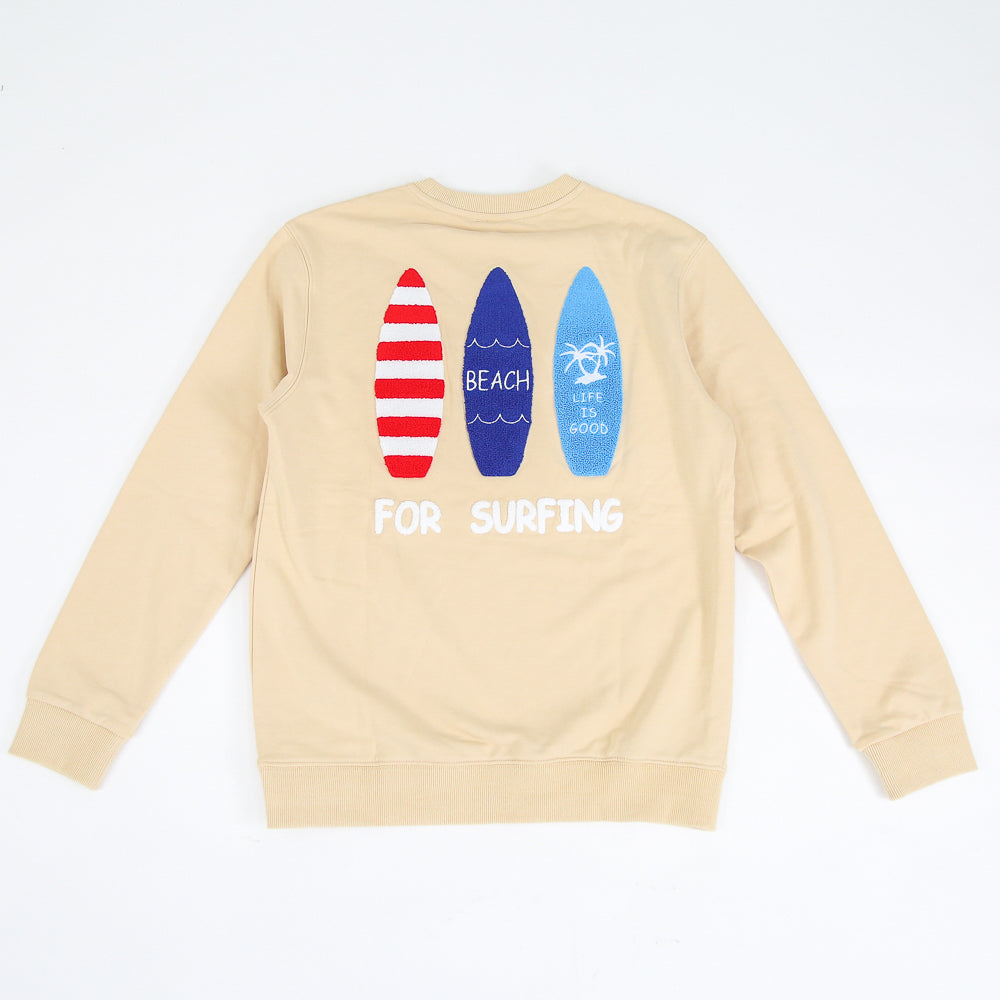 【ペアルック】サーフ3連サガラ刺繍トレーナー