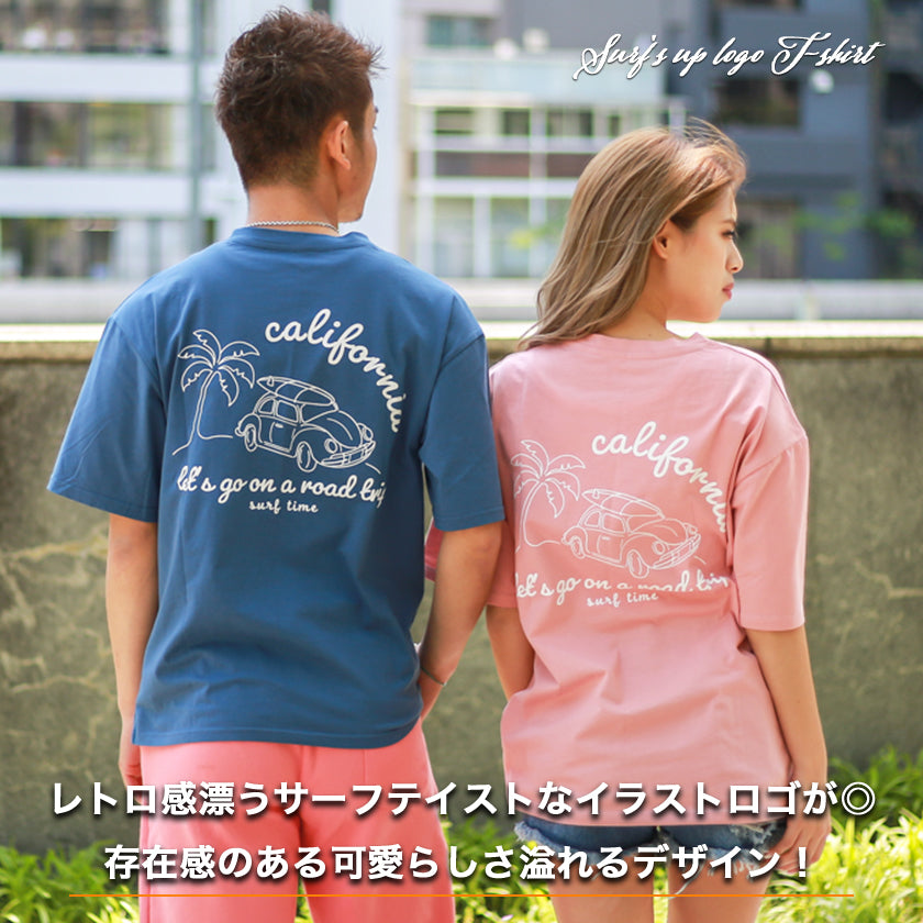 【ペアルック】サーフグラフィック半袖Tシャツ