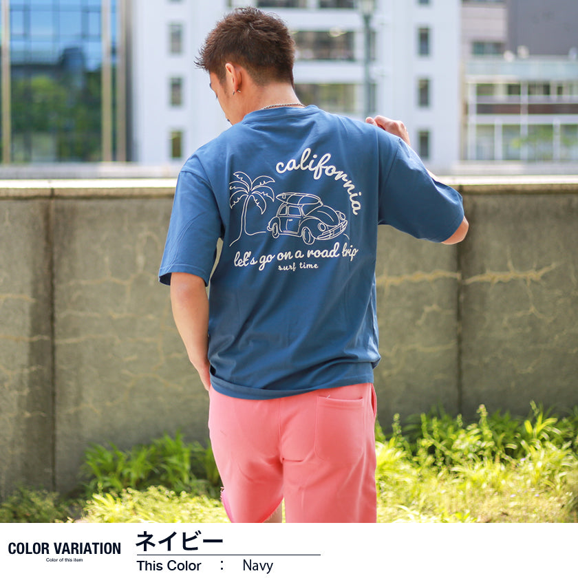 【ペアルック】サーフグラフィック半袖Tシャツ