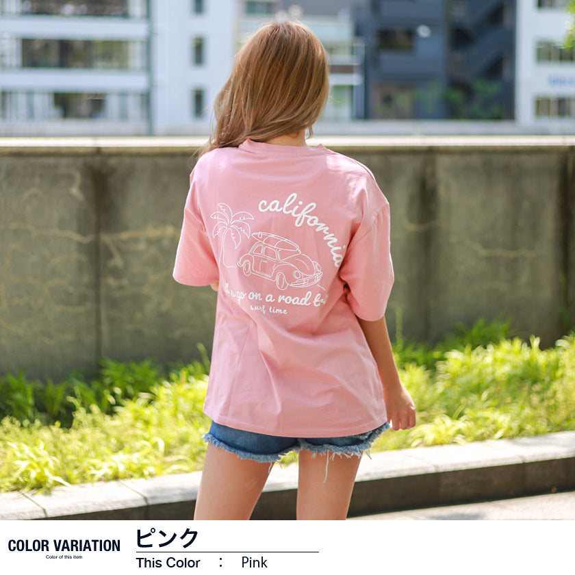 【ペアルック】サーフグラフィック半袖Tシャツ