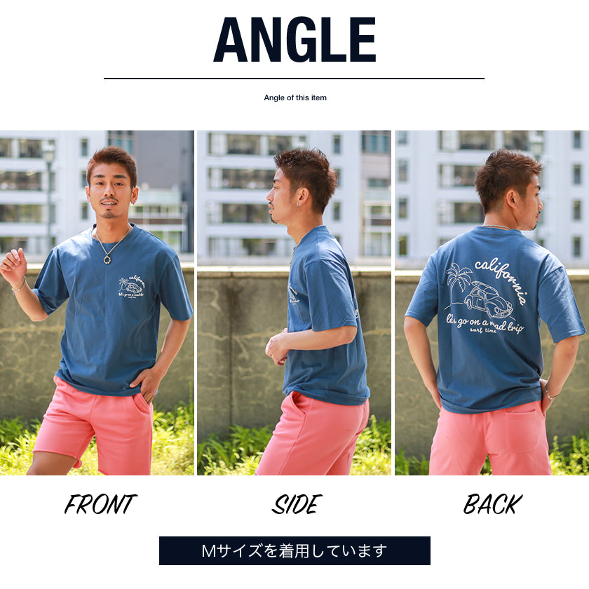 【ペアルック】サーフグラフィック半袖Tシャツ