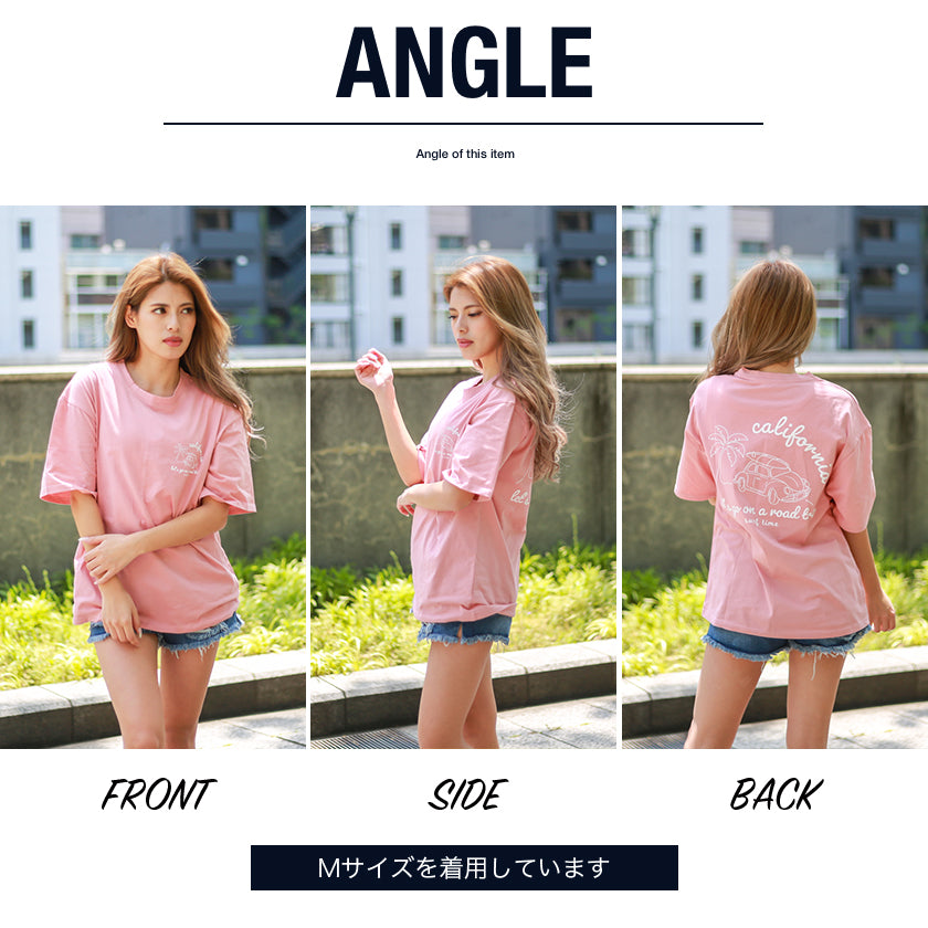 【ペアルック】サーフグラフィック半袖Tシャツ