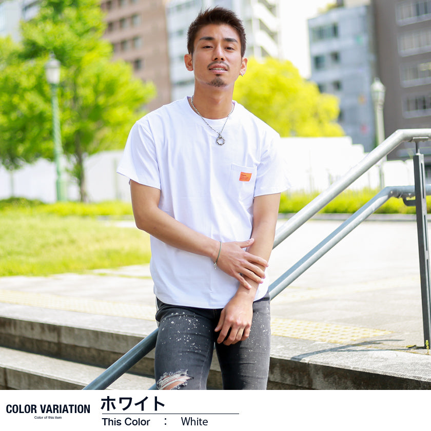 ワンポイントロゴ入り胸ポケットtシャツ