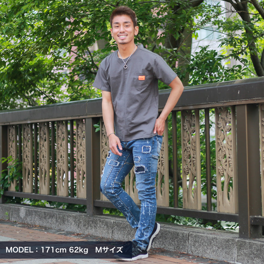 ワンポイントロゴ入り胸ポケットtシャツ