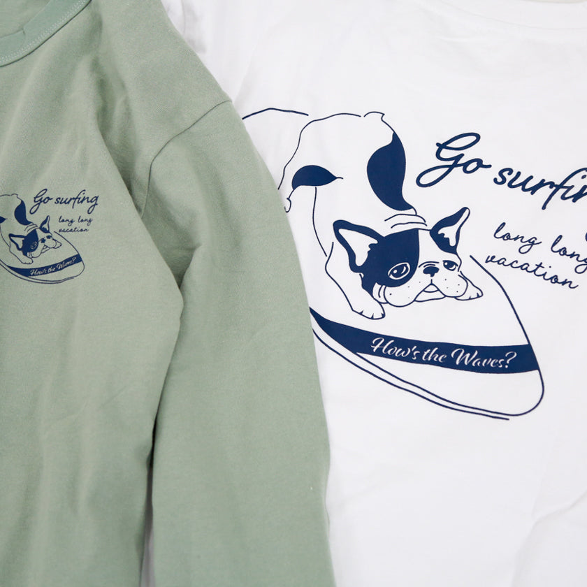 【ペアルック】フレンチブルドッグデザイン長袖Tシャツ