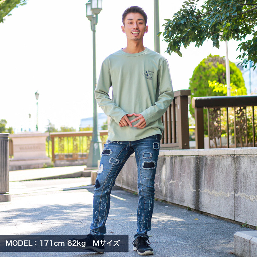 【ペアルック】フレンチブルドッグデザイン長袖Tシャツ