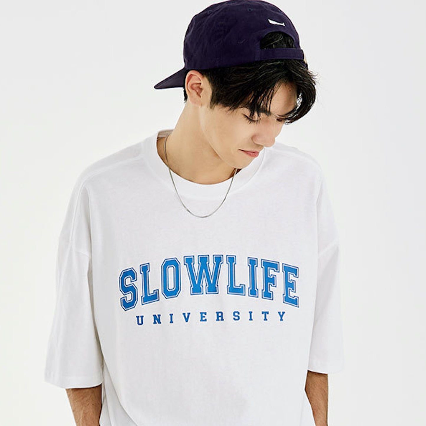 【ペアルック】SLOWLIFEロゴ半袖Tシャツ
