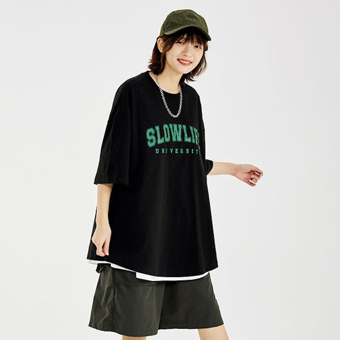 【ペアルック】SLOWLIFEロゴ半袖Tシャツ