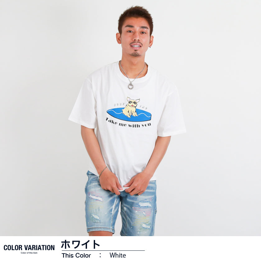 【ペアルック】ブルドッグデザイン半袖Tシャツ