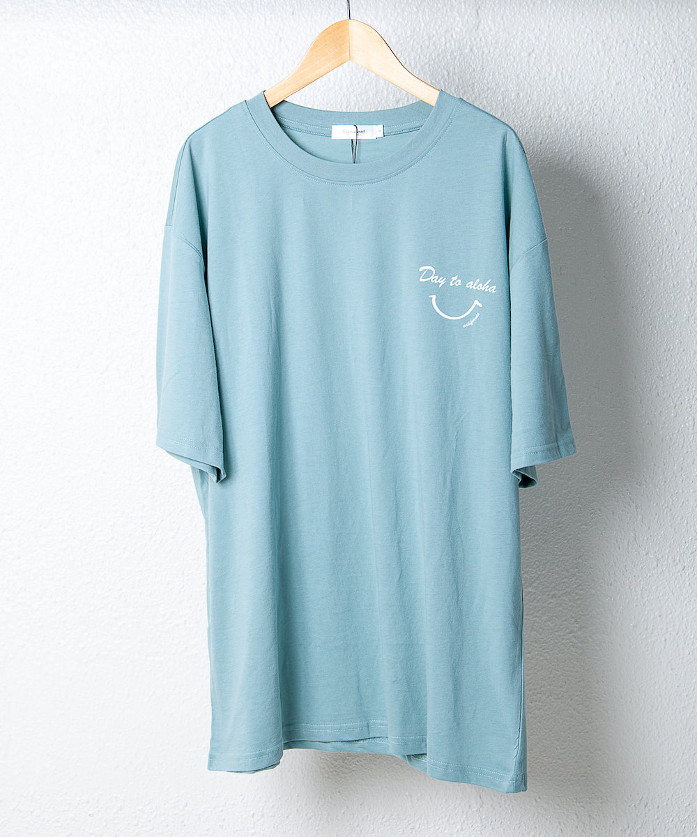 【ペアルック】バックスマイルロゴ半袖Tシャツ