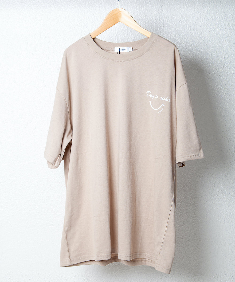 【ペアルック】バックスマイルロゴ半袖Tシャツ