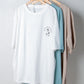 【ペアルック】バックドッグイラストデザイン半袖Tシャツ