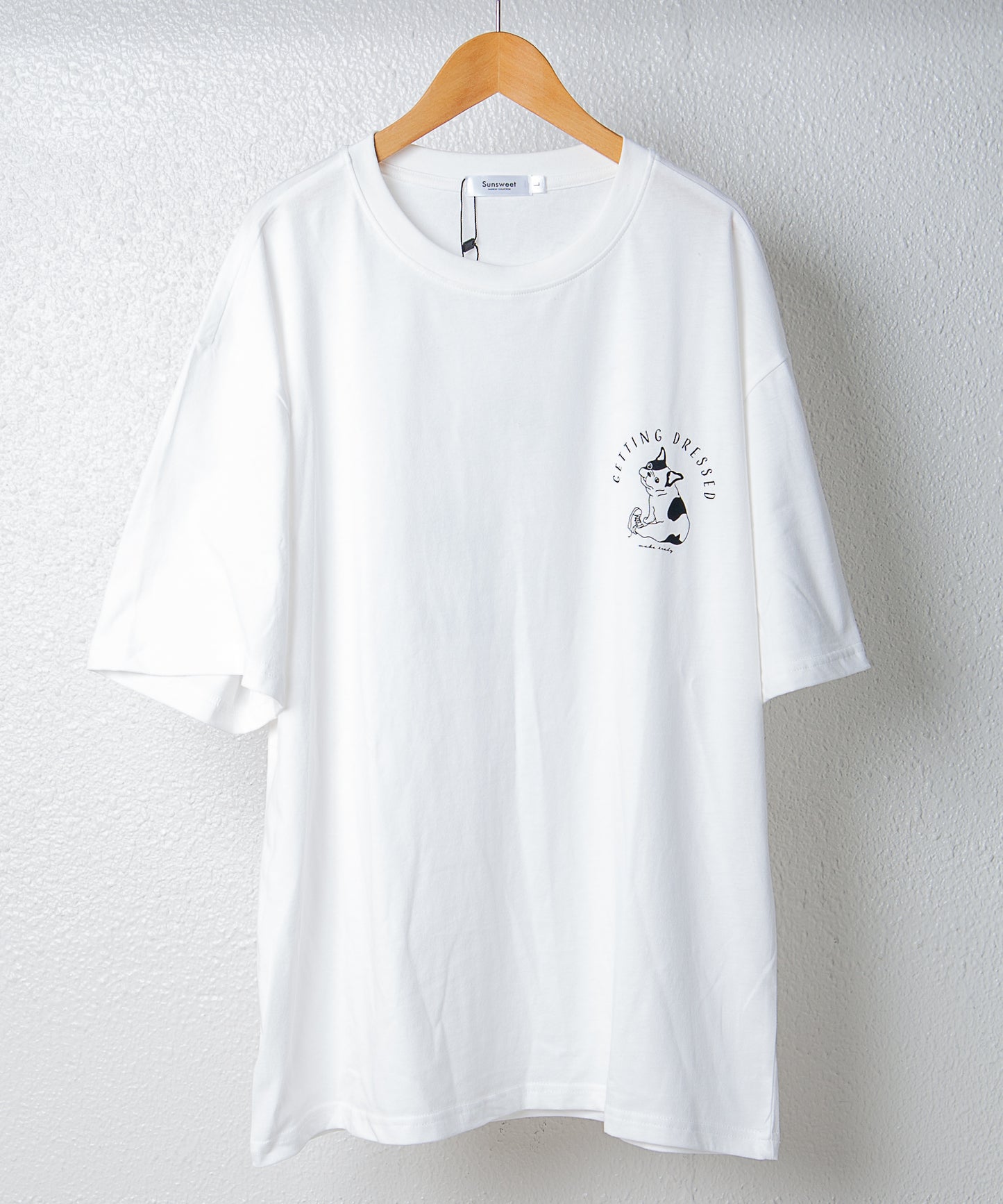 【ペアルック】バックドッグイラストデザイン半袖Tシャツ